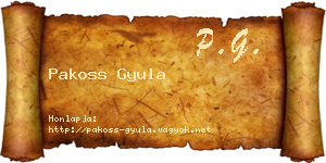 Pakoss Gyula névjegykártya